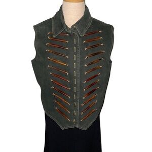 Double Ranch Bone Beading Western Women Vest Size L